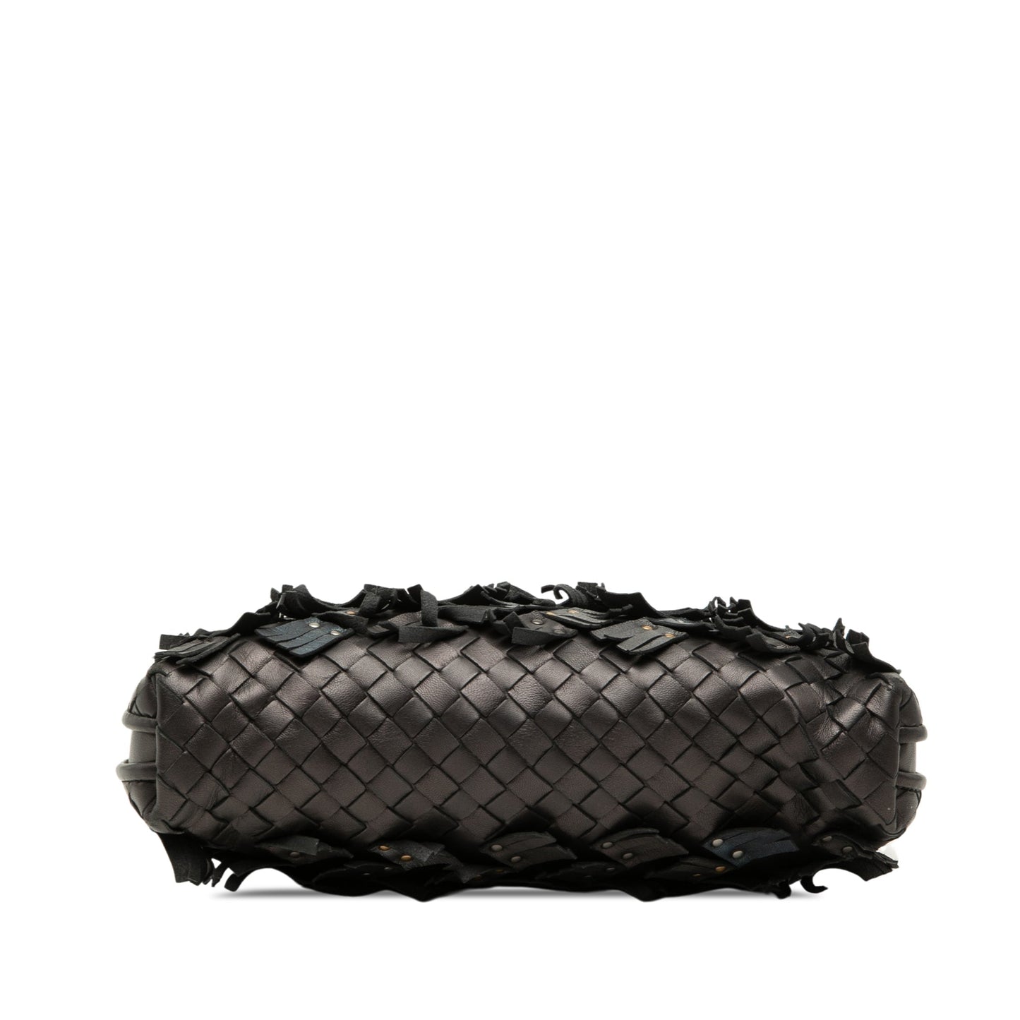 Bottega Veneta Nodini Intrecciato Nappa Nero con Frange e Borchie – 23 cm - Etoilux