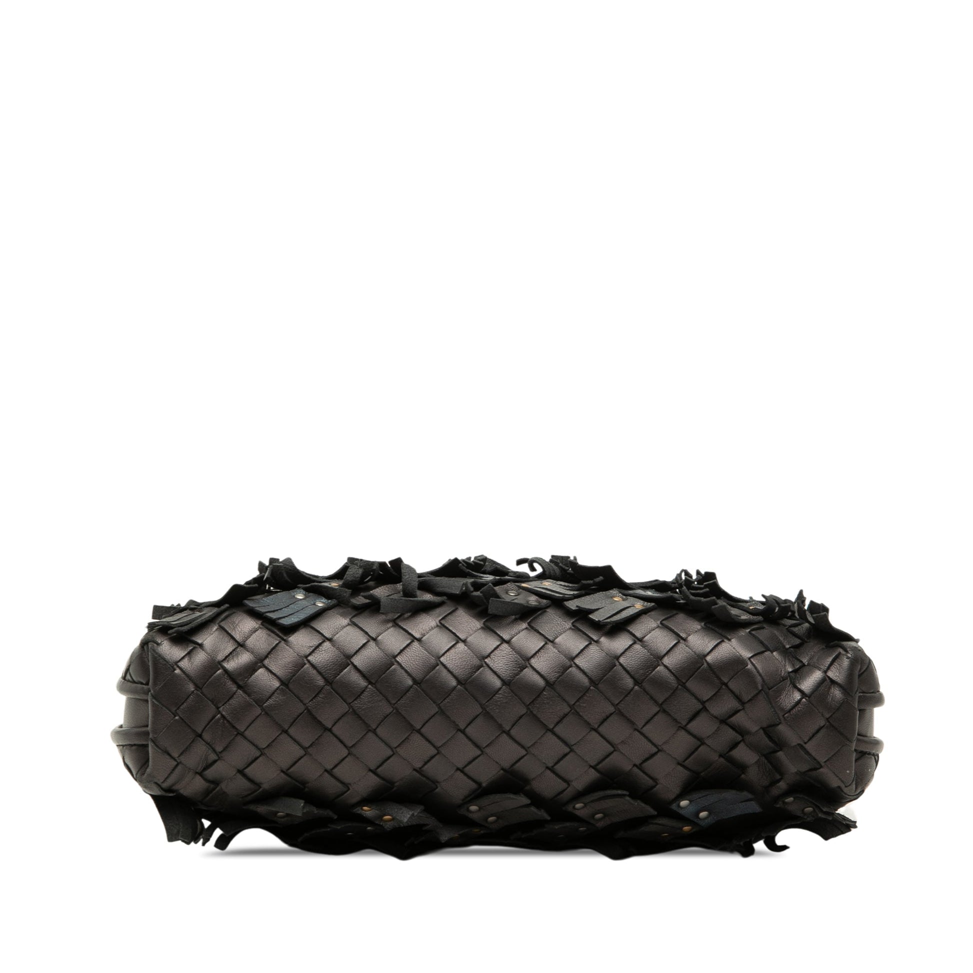 Bottega Veneta Nodini Intrecciato Nappa Nero con Frange e Borchie – 23 cm - Etoilux
