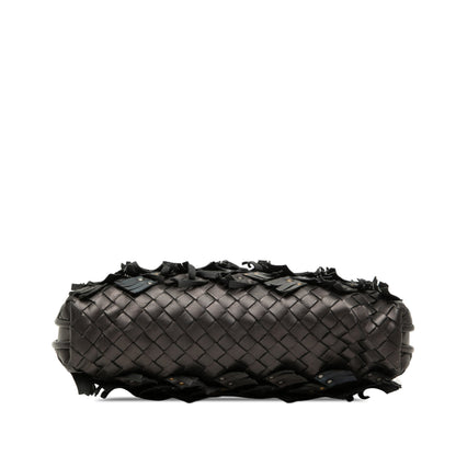 Bottega Veneta Nodini Intrecciato Nappa Nero con Frange e Borchie – 23 cm - Etoilux