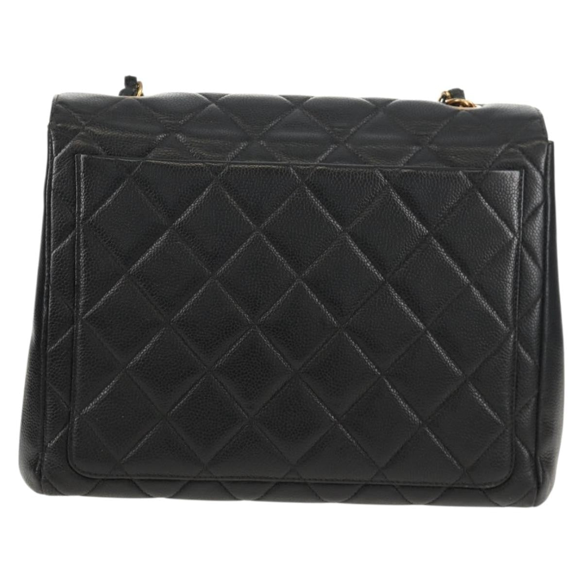 Chanel Single Flap Vintage Pelle Caviar Nera Hardware Oro – 27 cm - Etoilux
