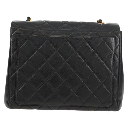Chanel Single Flap Vintage Pelle Caviar Nera Hardware Oro – 27 cm - Etoilux