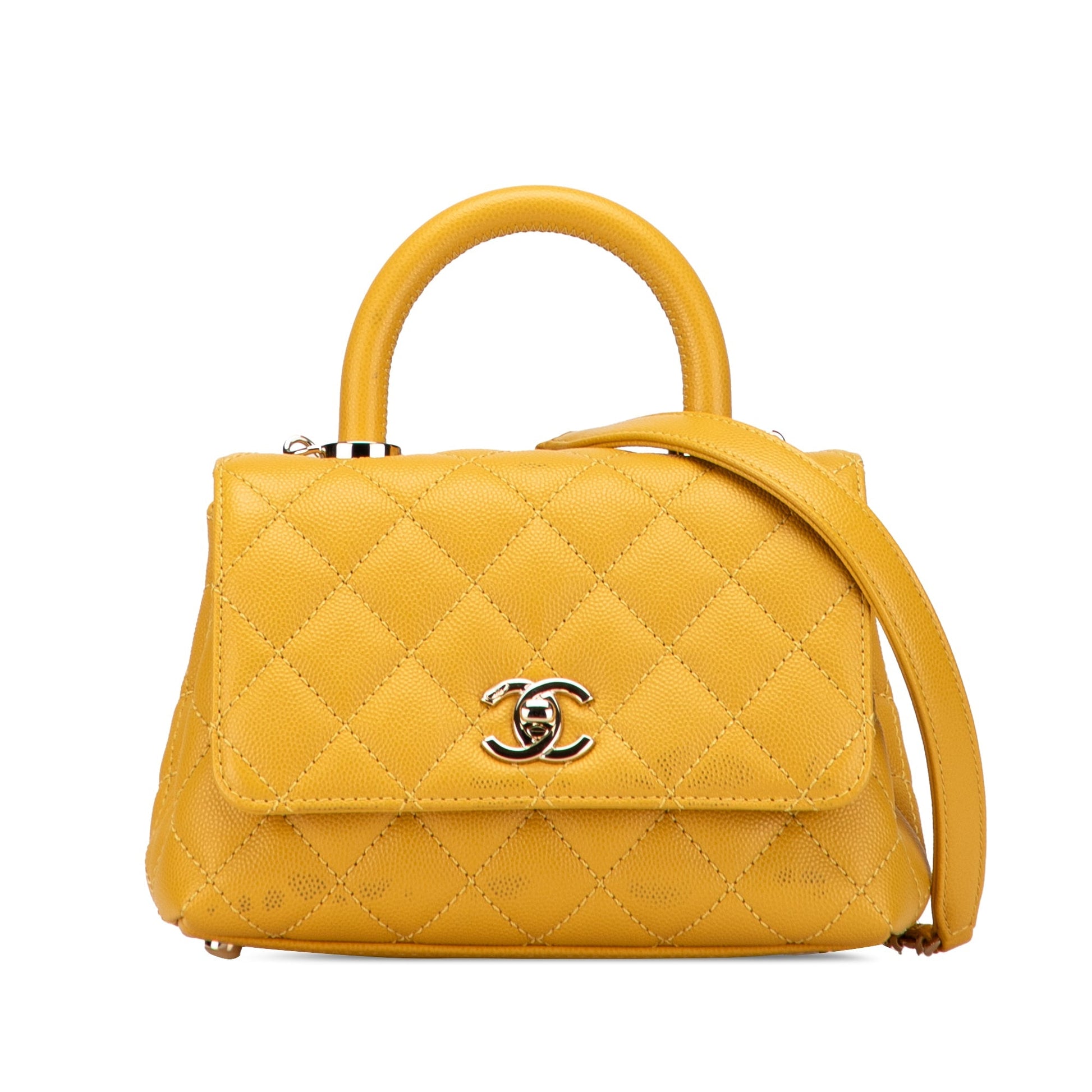 CHANEL – Coco Handle Mini in pelle Caviar Giallo (Serie N4EJX5A9) - Etoilux