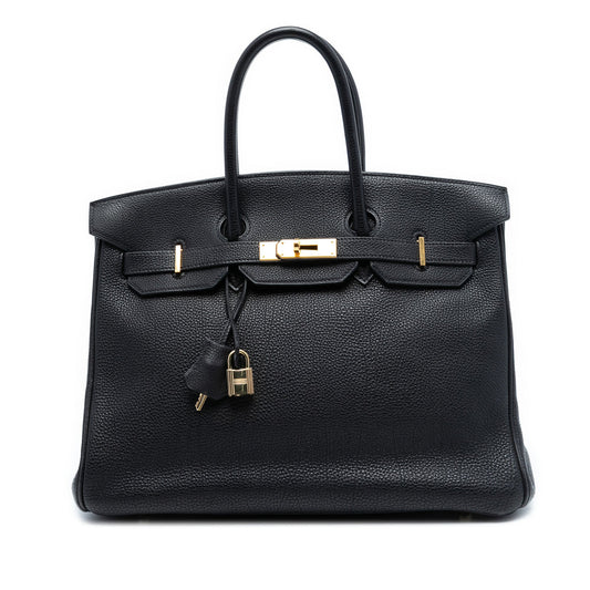Hermès Birkin 35 Retourne Togo Noir hardware dorato vintage