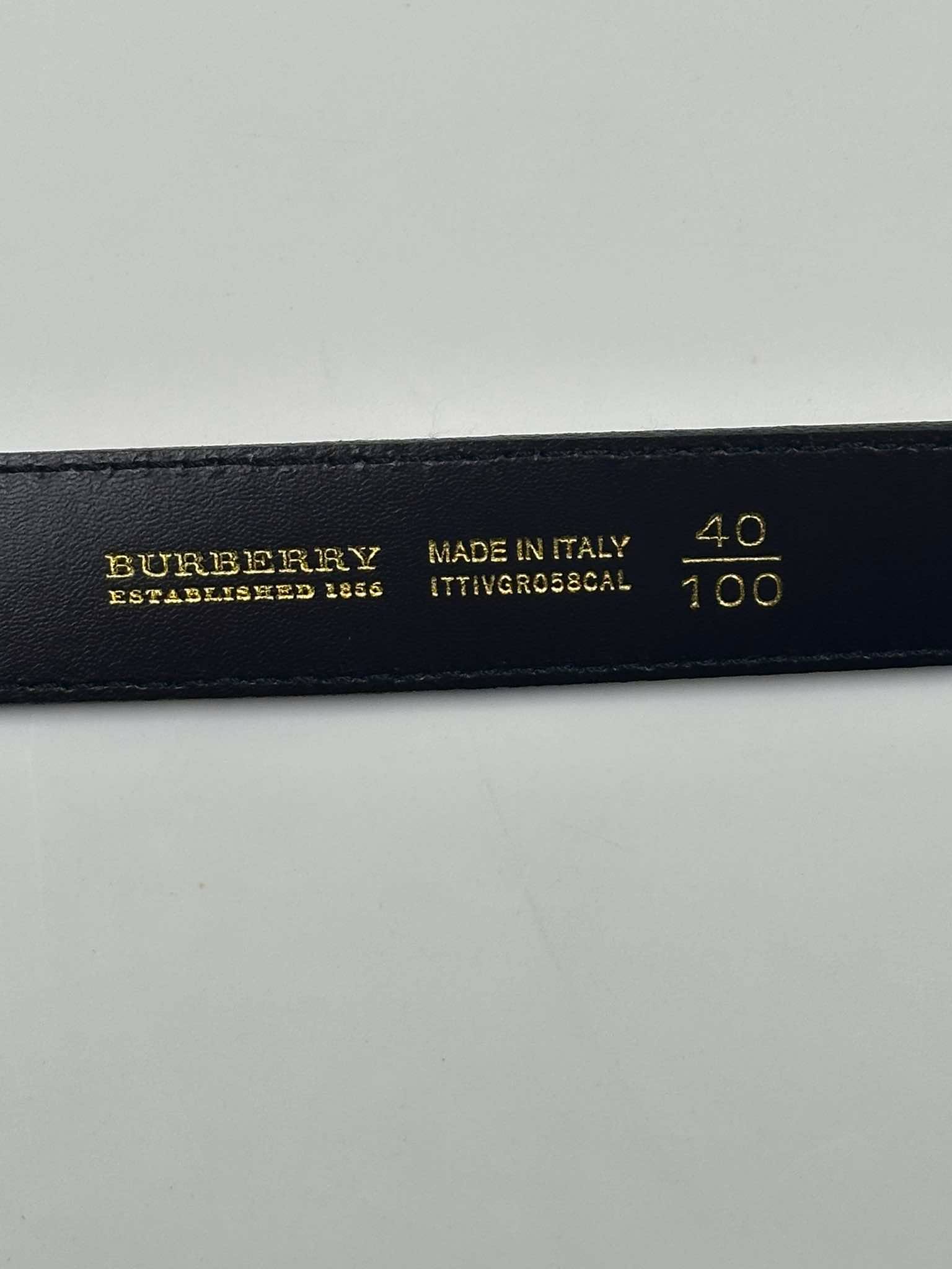 Burberry Cintura Plaque Buckle Haymarket Check Tela Rivestita Beige – Size 40/100 - Etoilux
