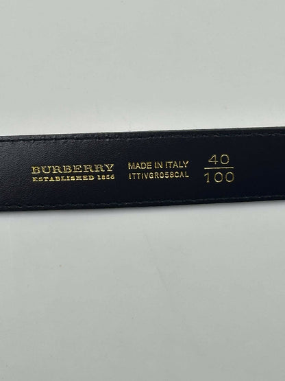 Burberry Cintura Plaque Buckle Haymarket Check Tela Rivestita Beige – Size 40/100 - Etoilux