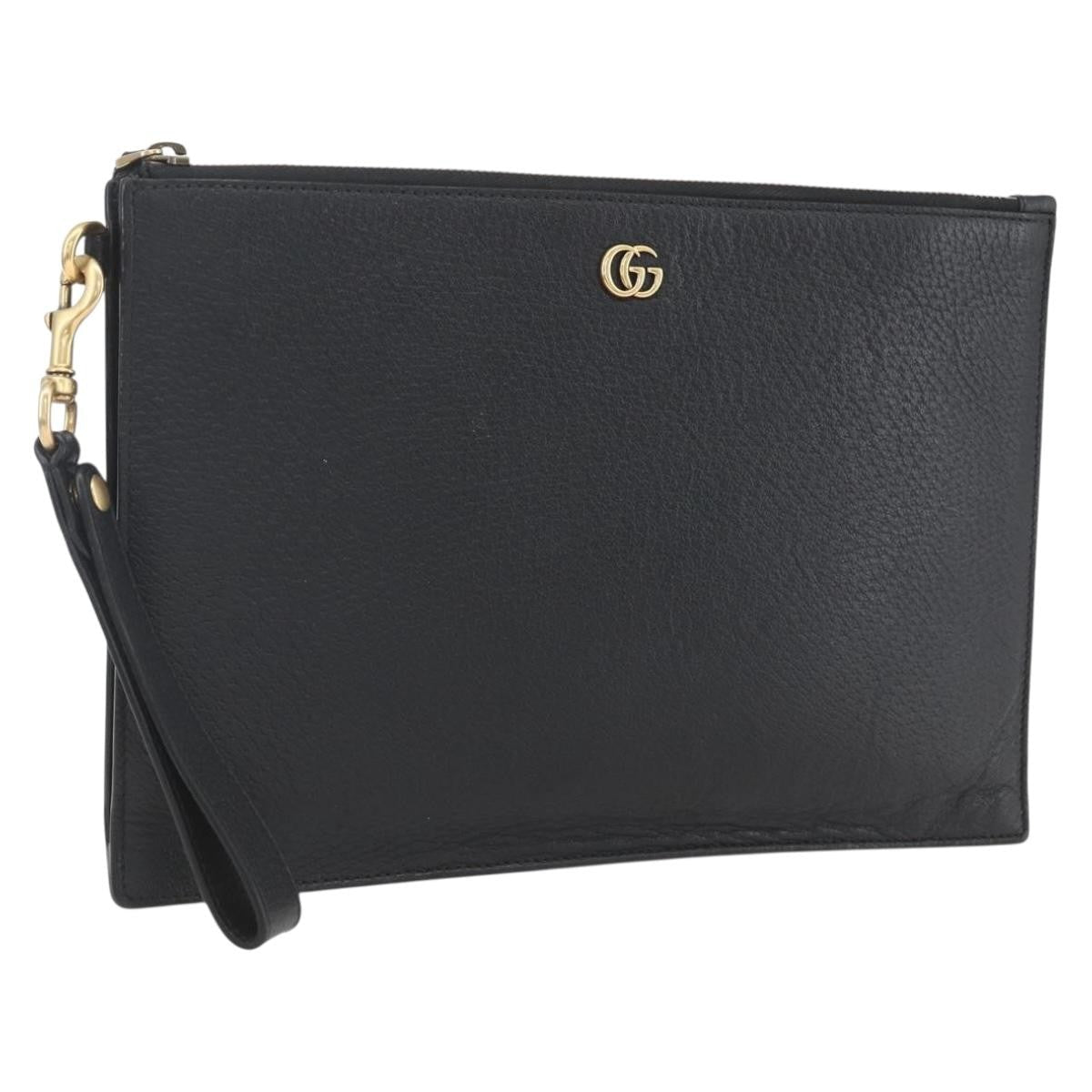 Gucci GG Marmont Pouch Pelle nera con logo GG – Pochette iconica - Etoilux