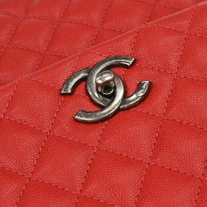 Chanel Coco Handle Medium Pelle Caviar Rossa Hardware Ruthenio 2017 – 32 cm - Etoilux