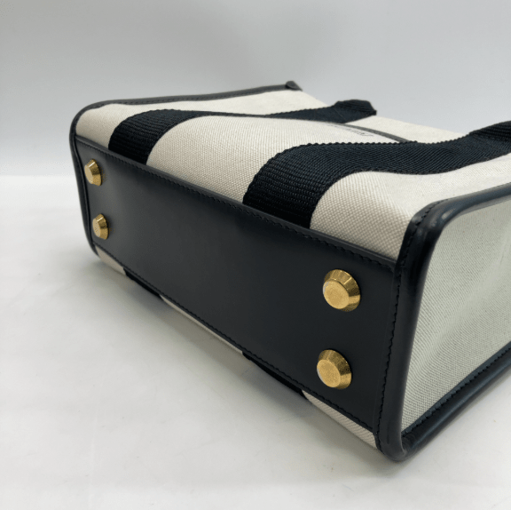 Balenciaga Hardware Small Tote Canvas Rigato Ecru/Nero - Etoilux