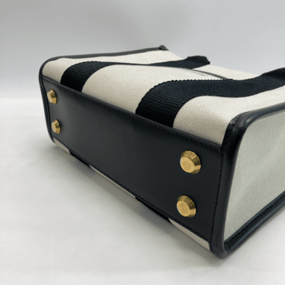 Balenciaga Hardware Small Tote Canvas Rigato Ecru/Nero - Etoilux