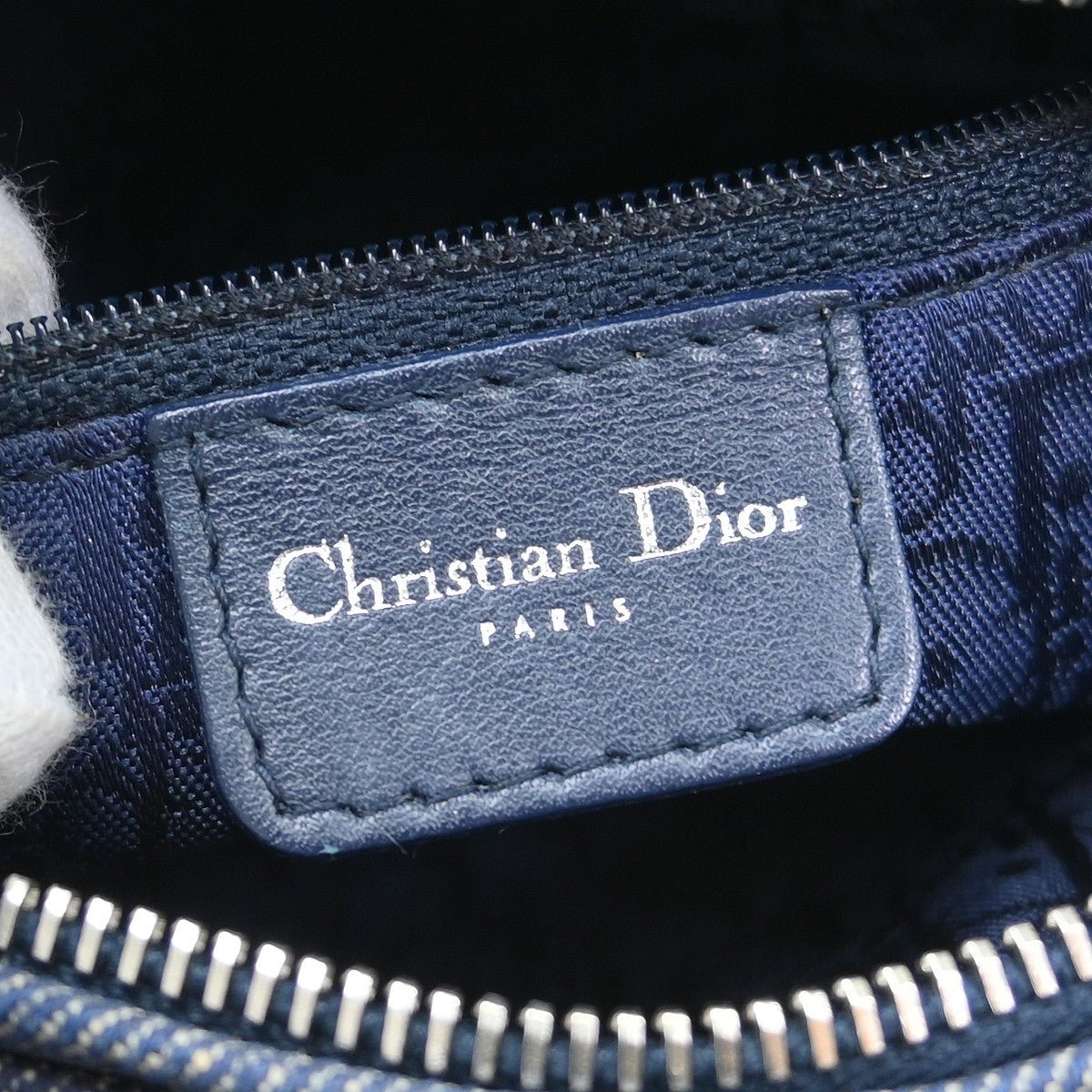 Christian Dior Lady Dior Cannage Denim Blu Navy Hardware Argento – 25 cm Medium - Etoilux