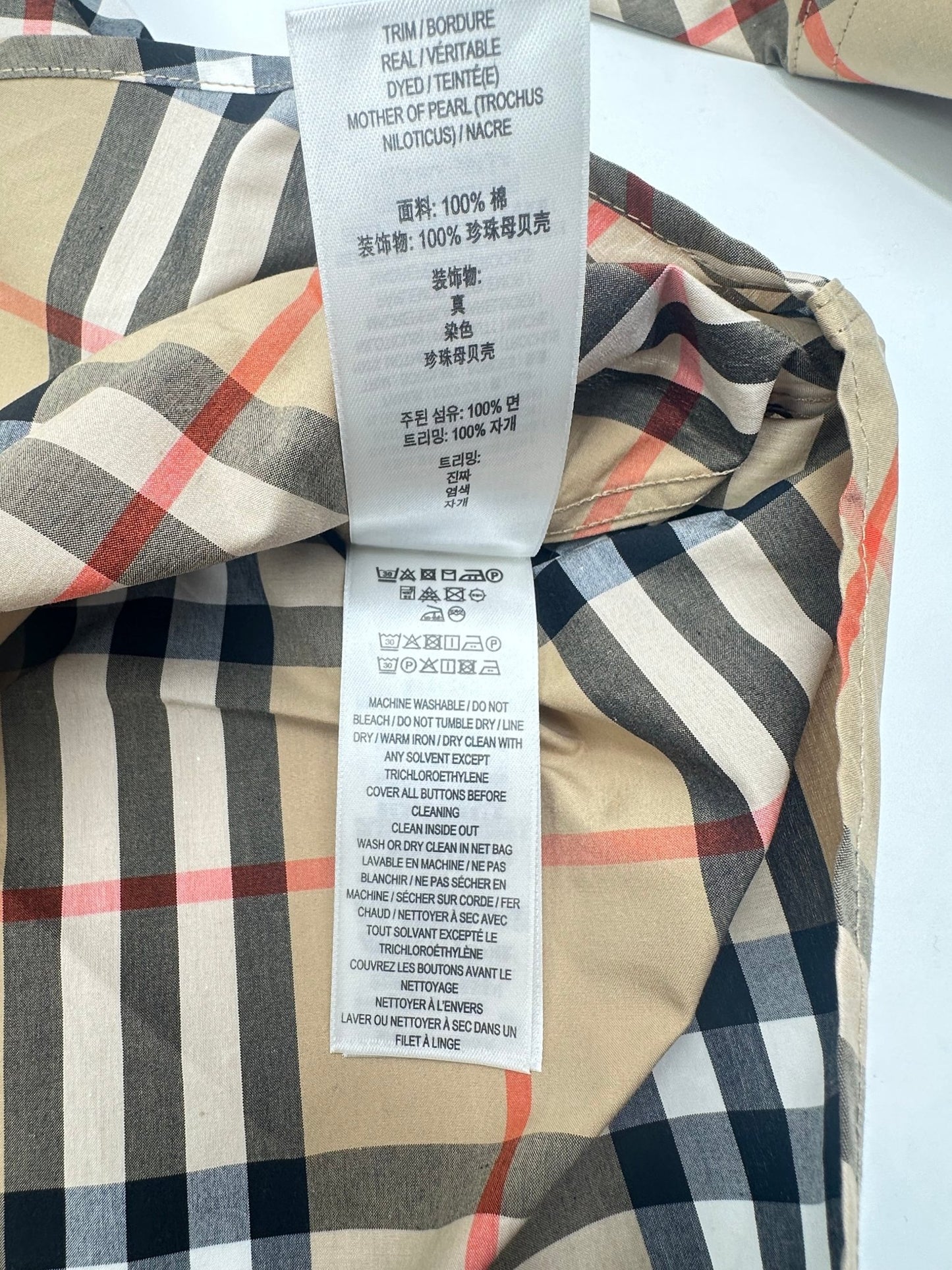 Burberry Camicia in Cotone Motivo Check Beige – Nuova con Cartellino - Etoilux