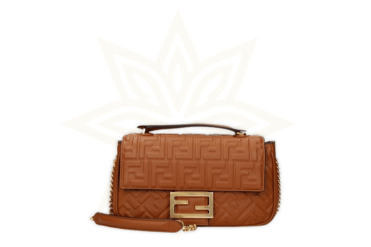 Fendi Baguette Chain Medium – Pelle goffrata FF - Etoilux