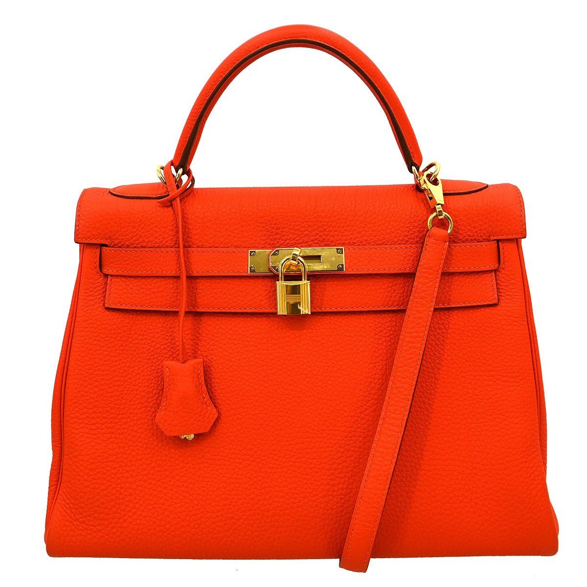 Hermès Kelly 32 – Leather Orange – AB (Very Good Condition) - Etoilux