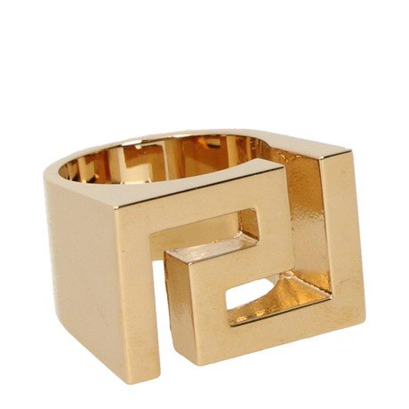 Versace anello geometrico in metallo dorato - Etoilux