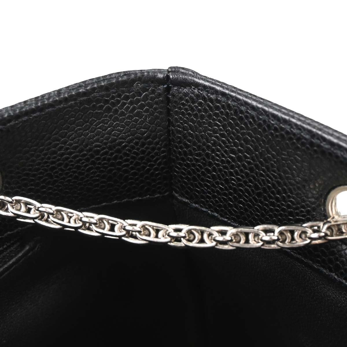 Chanel Mademoiselle Chain Shopping Bag Caviar Nero Hardware Argento – 28 cm - Etoilux