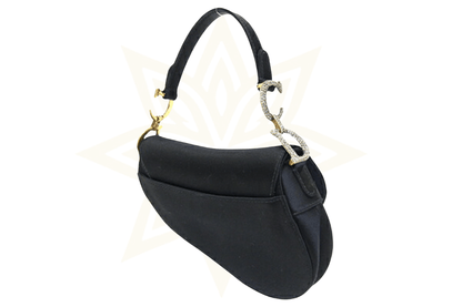Dior Saddle Bag in raso nero con cristalli – Vintage d’eccezione - Etoilux