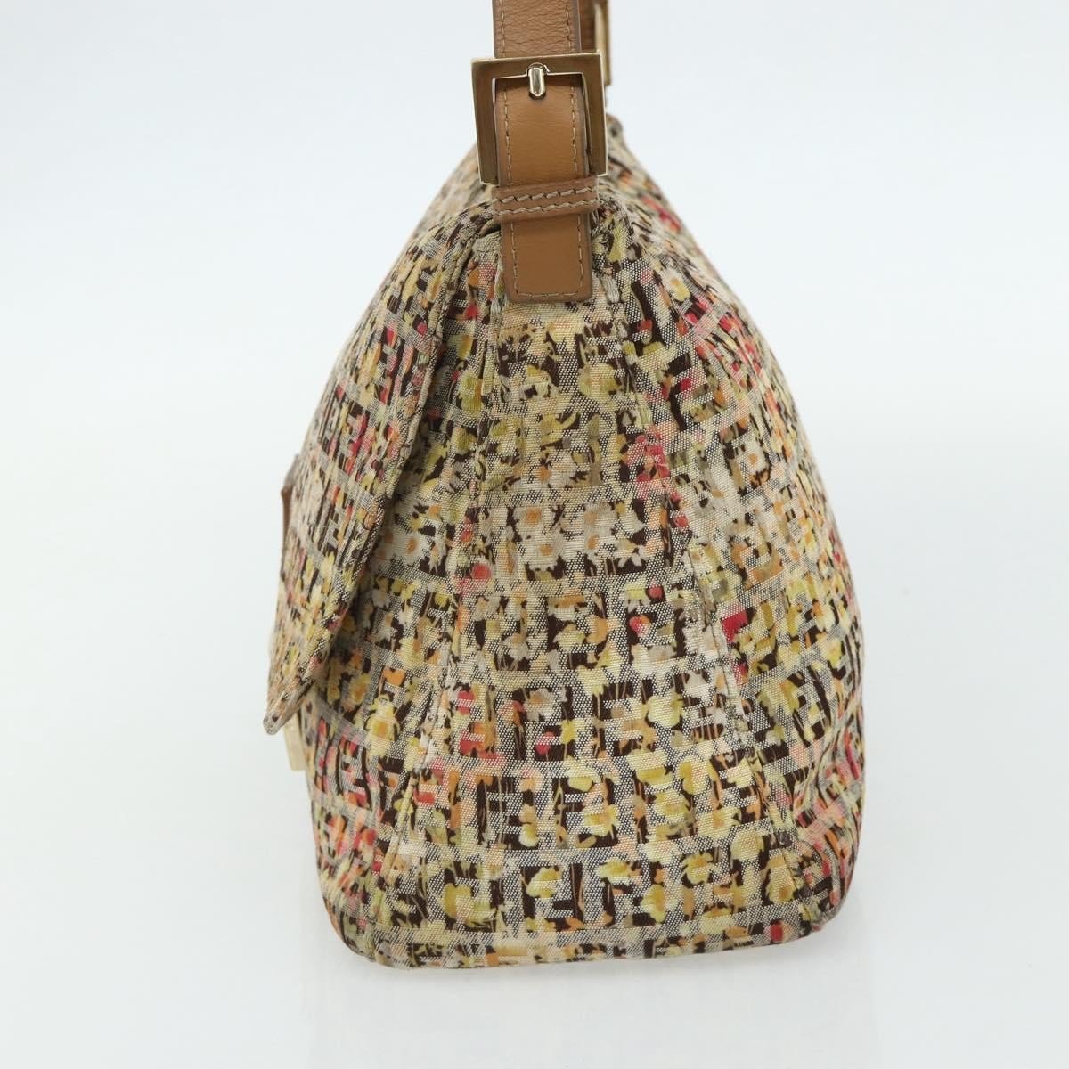 Fendi Mamma Baguette Zucca Floral Canvas Multicolor Hardware Oro – 27 cm - Etoilux