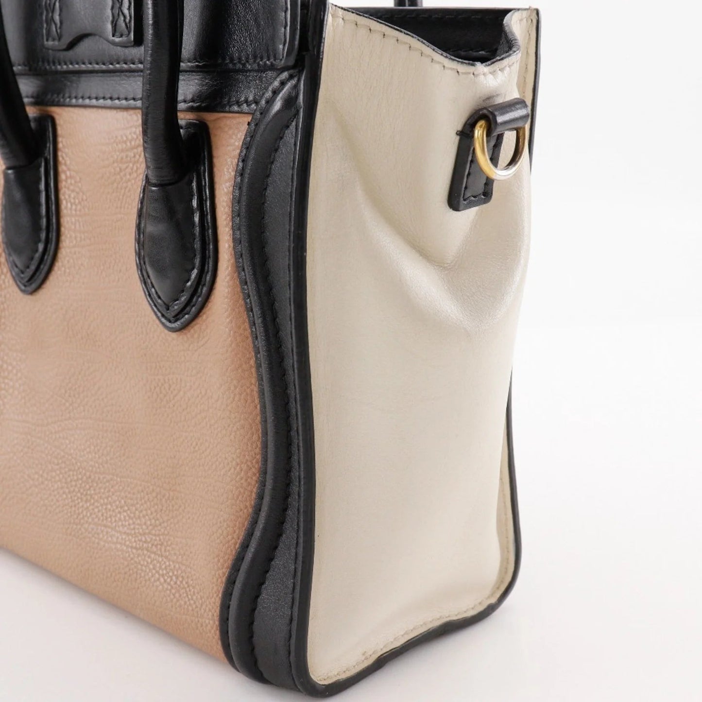 Céline Nano Luggage in Pelle Tricolore – Nero, Marrone e Bianco Sporco - Etoilux