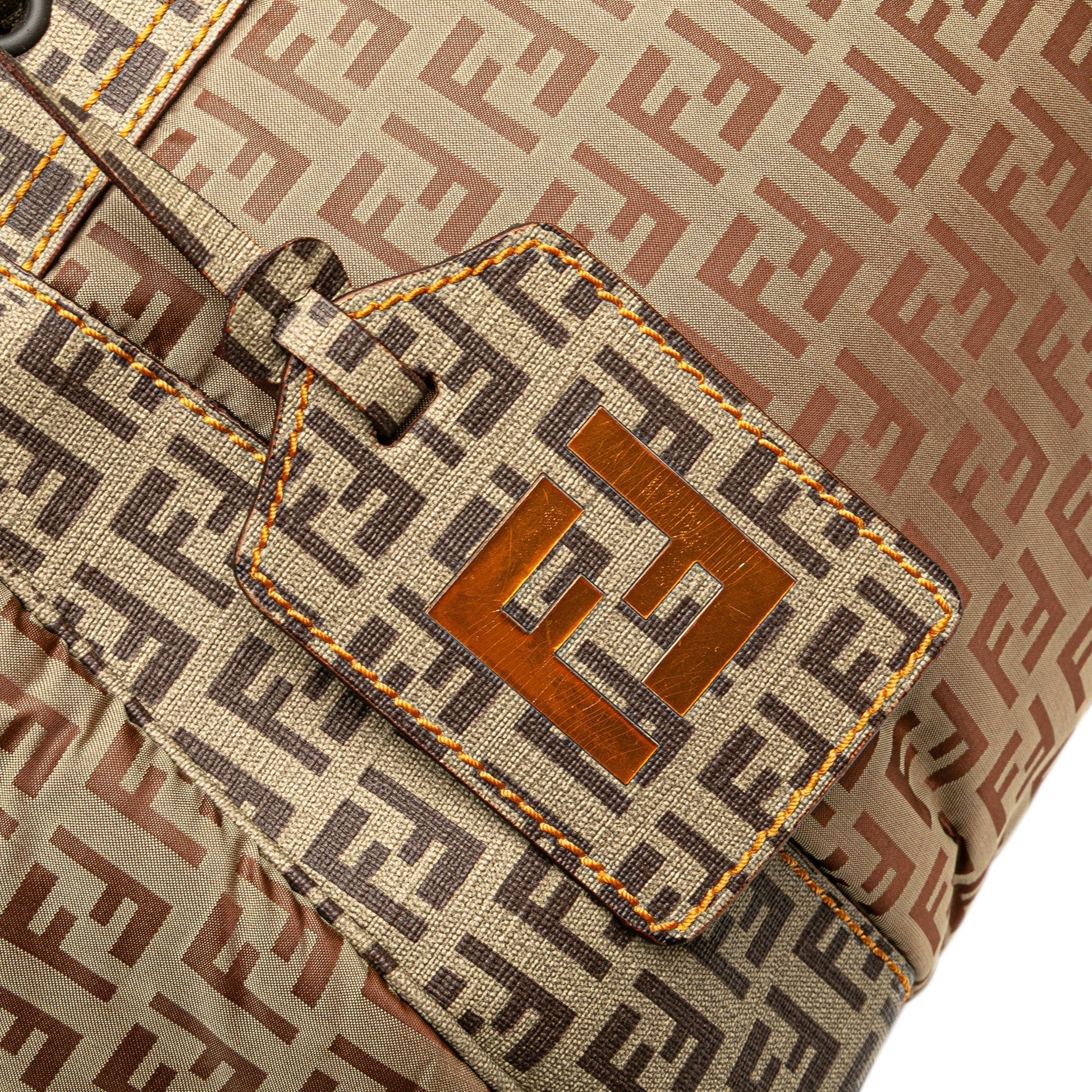 Fendi Pillow Tote Zucchino Tela Rivestita & Nylon Beige/Marrone – Large - Etoilux
