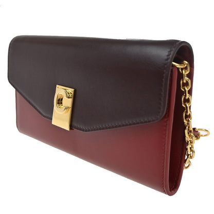 Céline C Wallet on Chain Pelle Bicolor Bordeaux/Rosso – 18,5 cm - Etoilux