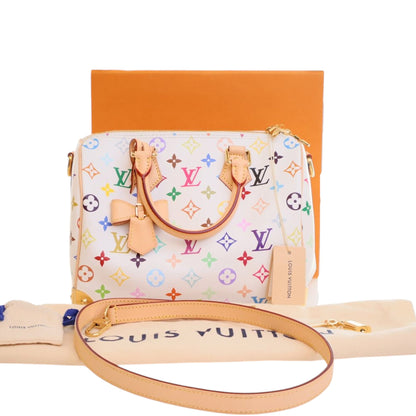 Louis Vuitton x Takashi Murakami Speedy Bandoulière 25 – Monogram Multicolore Bianco - Etoilux