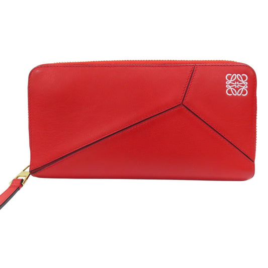 Loewe Puzzle Zip Around Wallet vitello rosso scarlet hardware oro — Etoilux pre-loved luxury