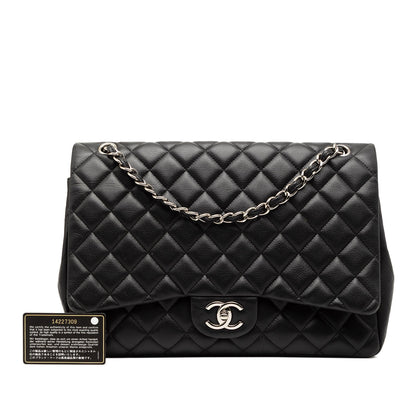 Chanel Classic Maxi Double Flap Caviar Nera 2010–2011 – 33 cm - Etoilux