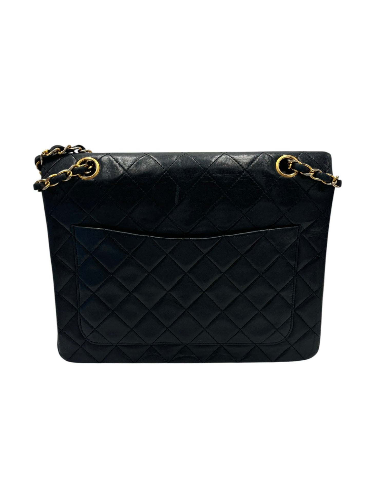 CHANEL Classic Double Flap Media — Pelle di Agnello Trapuntata Nera, Hardware Oro - Etoilux