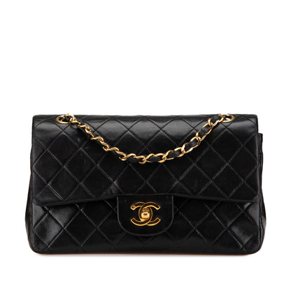 Borsa Chanel Classic Double Flap Small nera in pelle di agnello, vintage 1989–1991.
