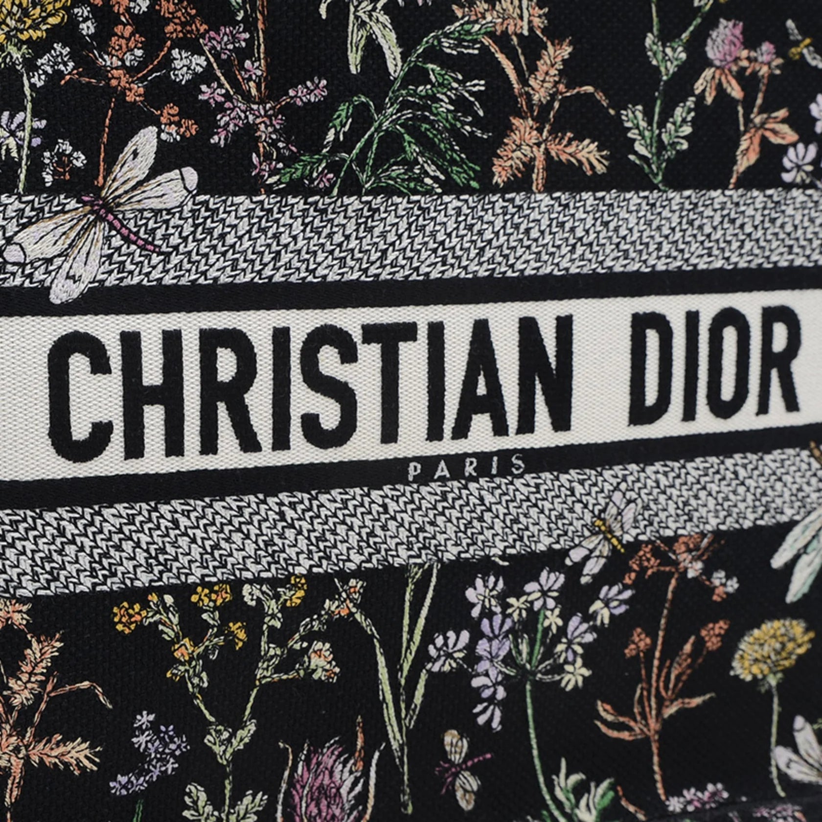 Christian Dior Dior Book Tote Borsa media in tela floreale nera M1296 BP - Etoilux