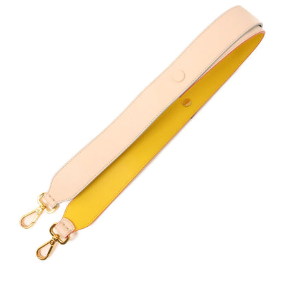 Fendi Strap You Tracolla Pelle Reversibile Crema/Giallo/Navy Hardware Oro - Etoilux