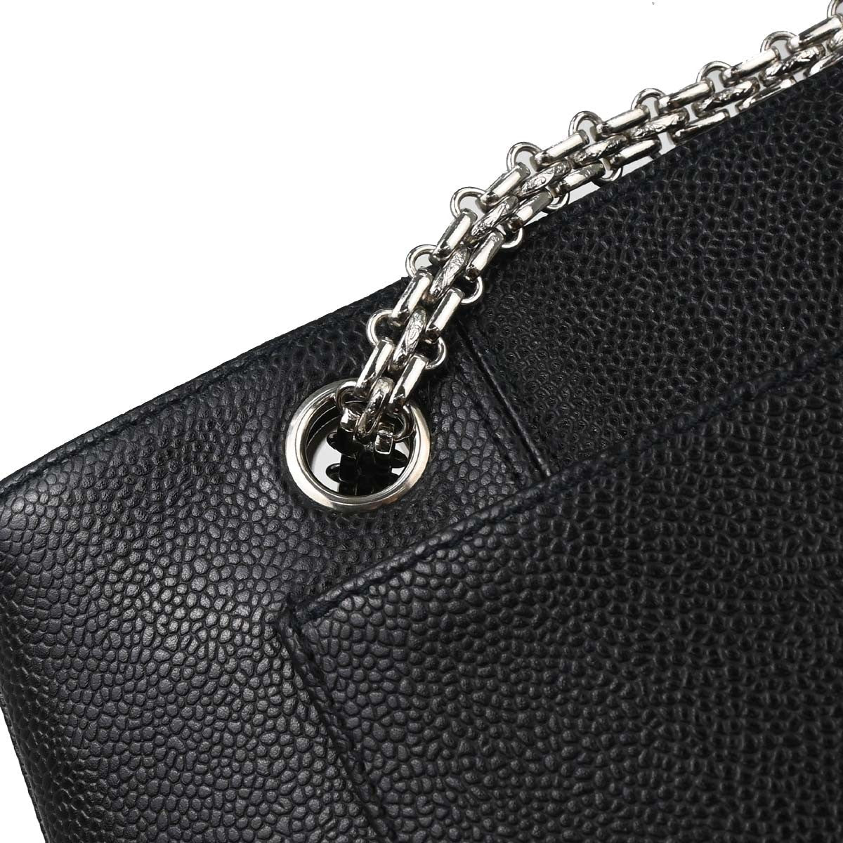 Chanel Mademoiselle Chain Shopping Bag Caviar Nero Hardware Argento – 28 cm - Etoilux