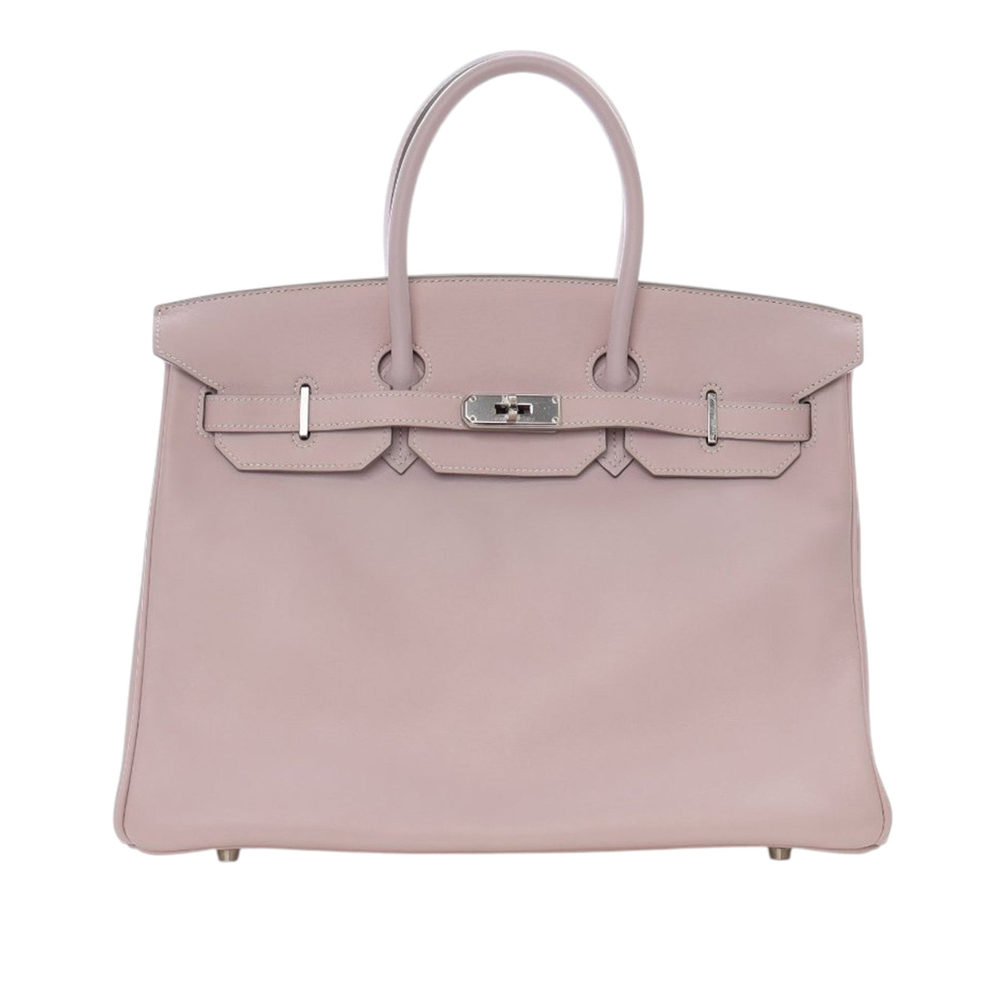 Hermès Birkin Retourne 35 Swift Rose Dragee pelle vitello 2009 con hardware palladio e dotazione completa