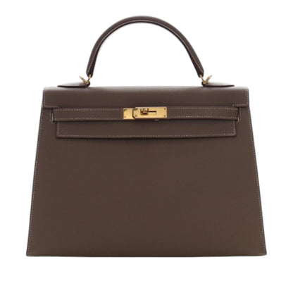 Hermès Kelly Sellier 32 Pelle Epsom Etoupe Hardware Oro 2015 – 32 cm - Etoilux
