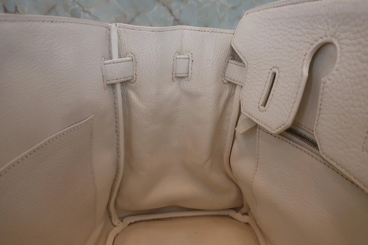 Hermès Birkin 30 Taurillon Clémence Blanc Hardware Dorato — 2008 - Etoilux