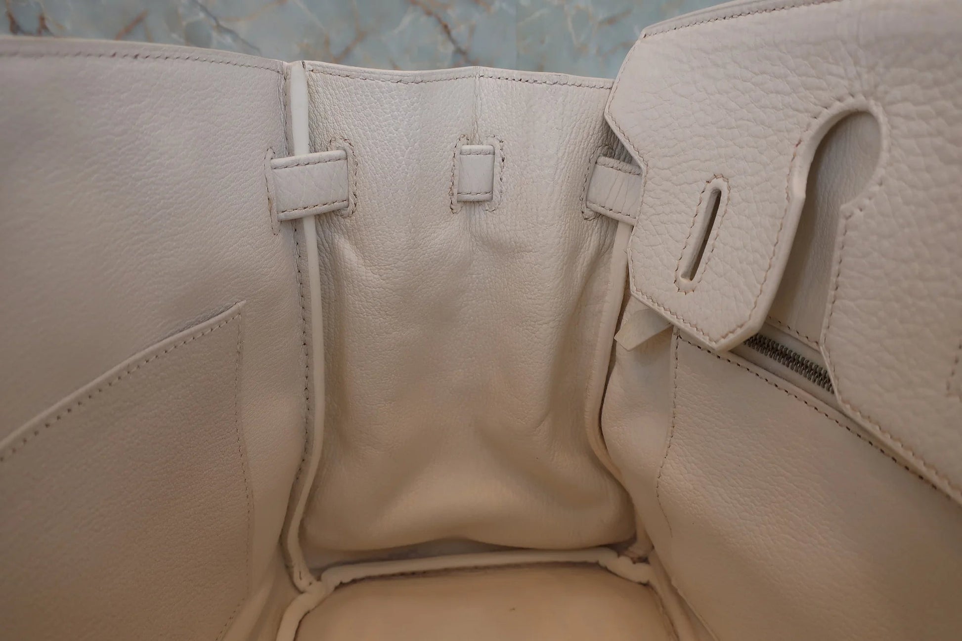 Hermès Birkin 30 Taurillon Clémence Blanc Hardware Dorato — 2008 - Etoilux