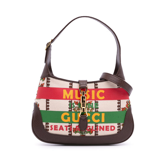 Gucci Jackie 1961 tela stampata con finiture in pelle – Marrone - Etoilux
