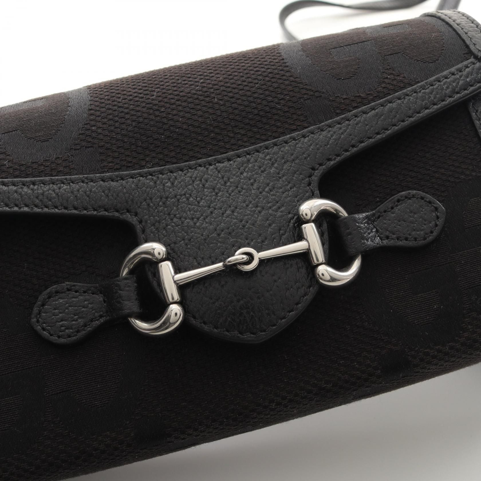 GUCCI Horsebit 1955 Jumbo GG Shoulder Bag in Canvas e Pelle Nera - Etoilux