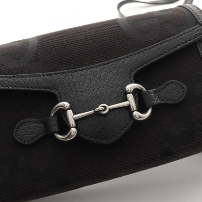 GUCCI Horsebit 1955 Jumbo GG Shoulder Bag in Canvas e Pelle Nera - Etoilux