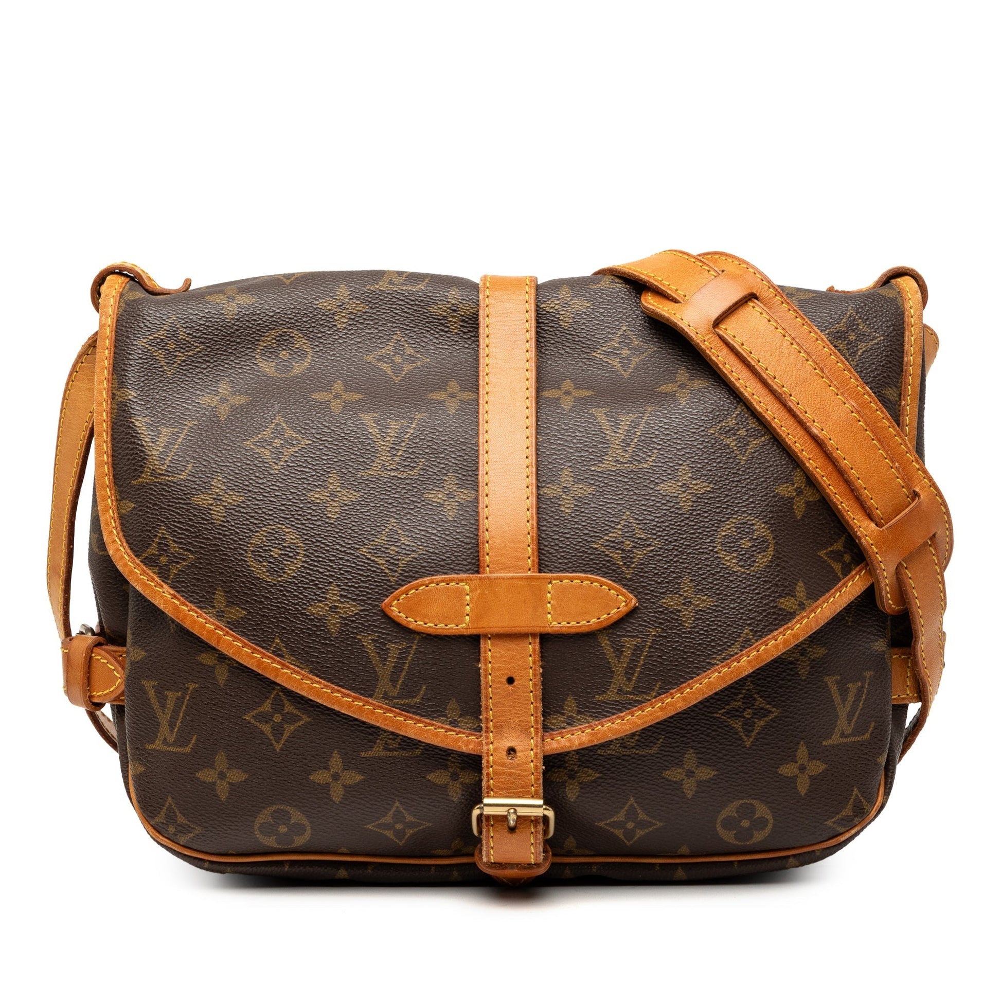 ouis Vuitton Saumur 25 Monogram vintage crossbody marrone