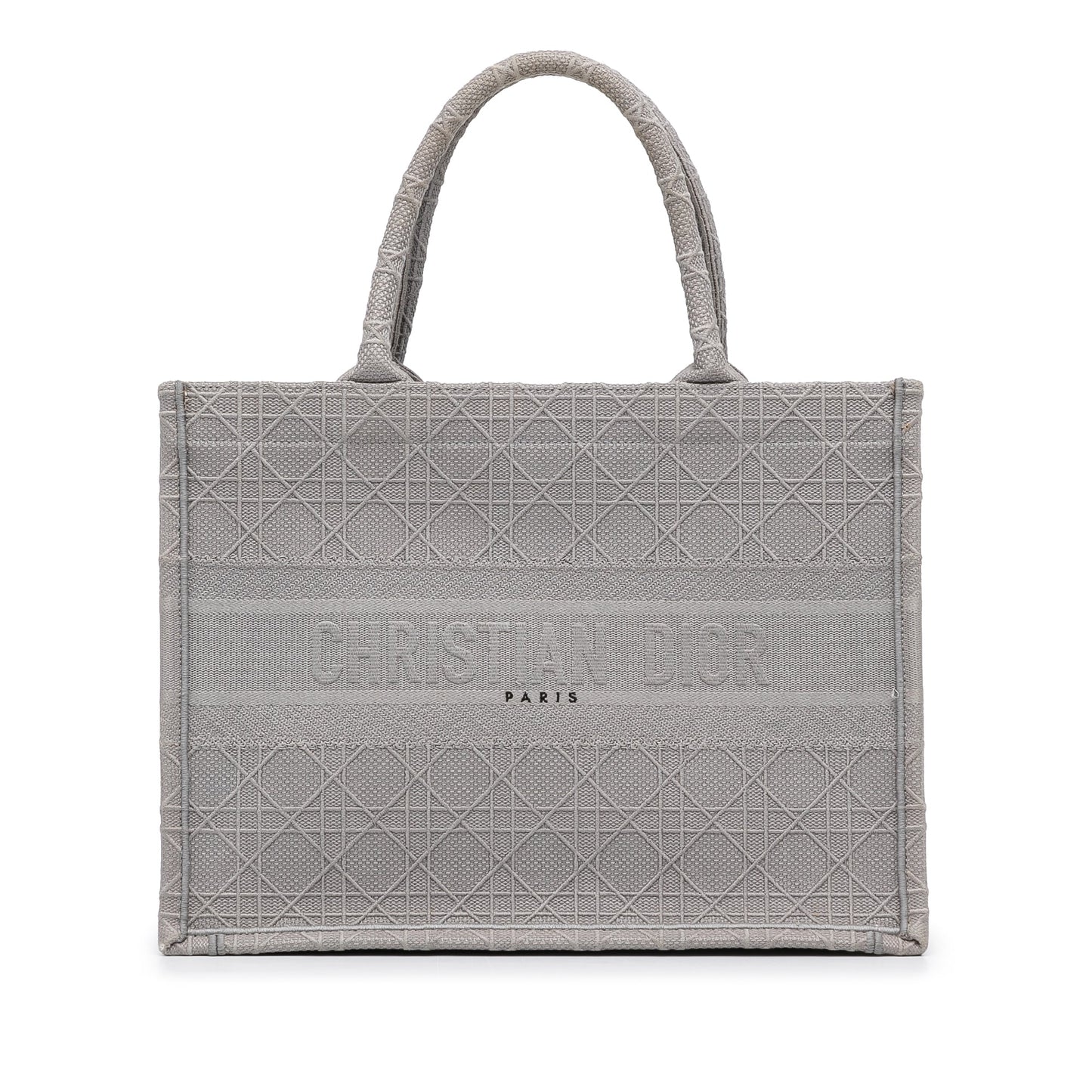 Christian Dior Book Tote Media Cannage Ricamata – Grigio - Etoilux
