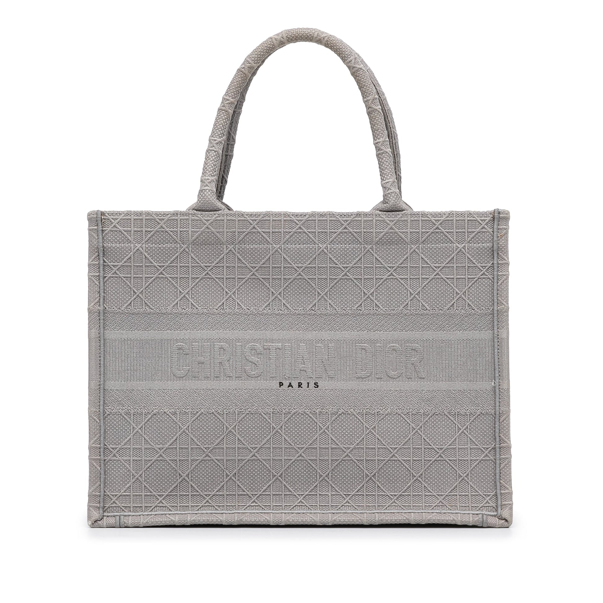 Christian Dior Book Tote Media Cannage Ricamata – Grigio - Etoilux
