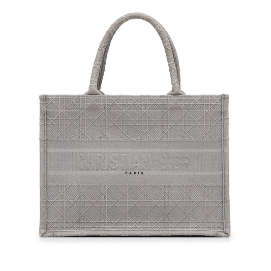Christian Dior Book Tote Media Cannage Ricamata – Grigio - Etoilux