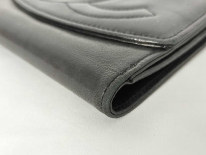 Chanel Portafoglio Compatto Timeless CC Pelle di Agnello Nera – Vintage 11,5 cm - Etoilux