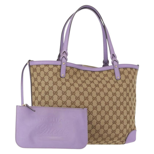 Gucci Craft Tote GG Canvas Beige/Lilla con Pochette – 33 cm - Etoilux