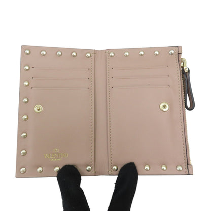 Valentino Garavani Rockstud Compact Wallet Pelle di Vitello Rosa Cipria - Etoilux