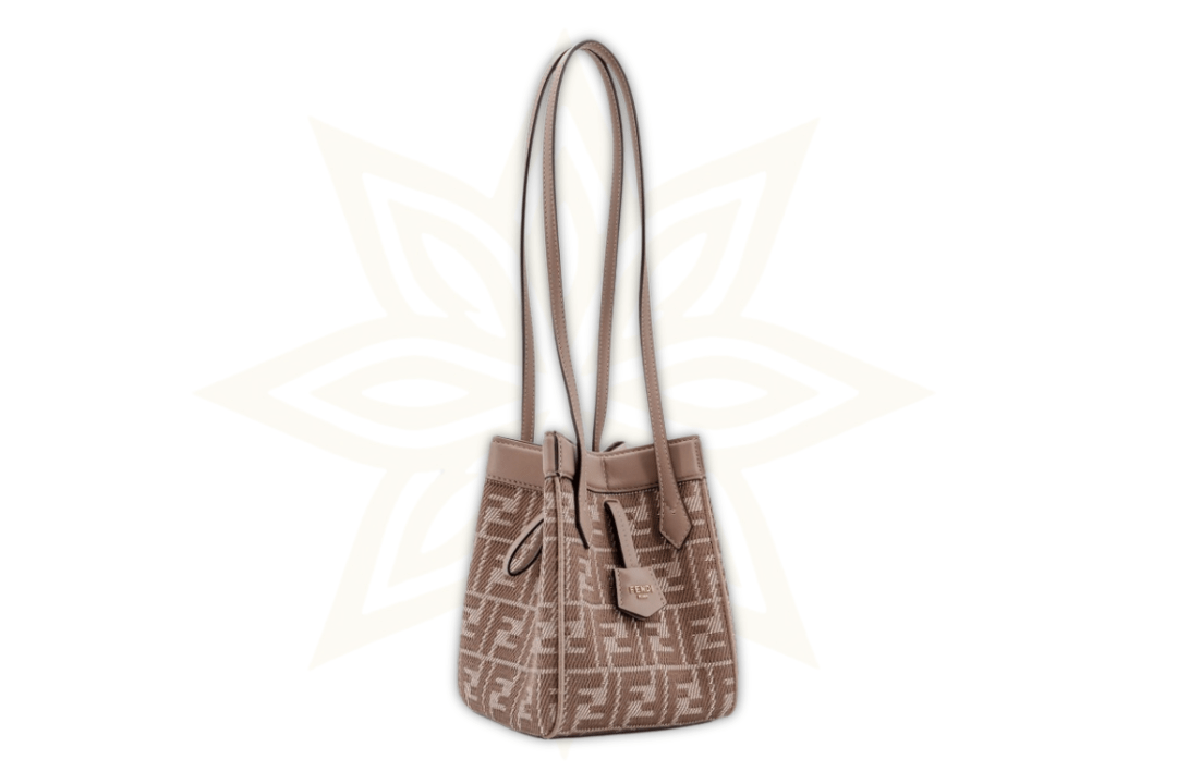 Fendi Origami Mini in Jacquard FF e Pelle Taupe – Nuova da Boutique - Etoilux