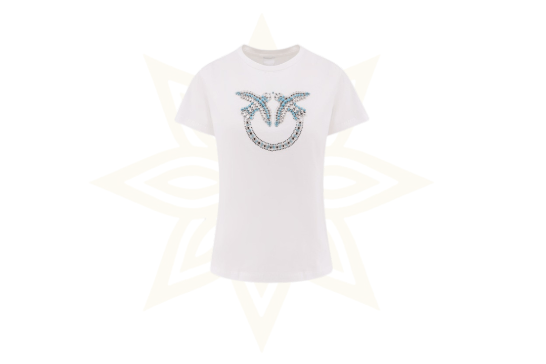 T-shirt Pinko “Love Birds” con ricamo gioiello – Nuova da boutique - Etoilux