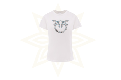 T-shirt Pinko “Love Birds” con ricamo gioiello – Nuova da boutique - Etoilux