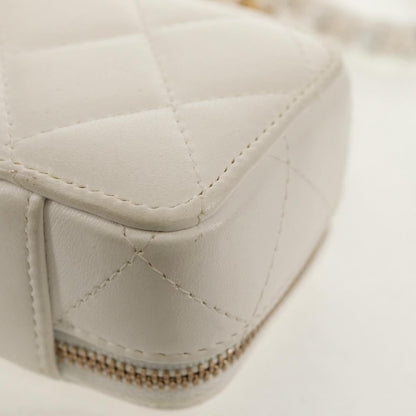 Chanel CC Zip Mini Bag Pelle di Agnello Bianco Latte – 11 cm - Etoilux